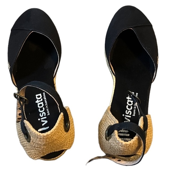 VISCATA Gava Canvas Wedge Handmade 2 ½” Heel Women's Sandals, Size 39/8 - Picture 5 of 14